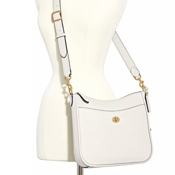 Coach Polished Pebble Leather Chaise Crossbody Bag Off White Dust Bag - Picture 3 of 11